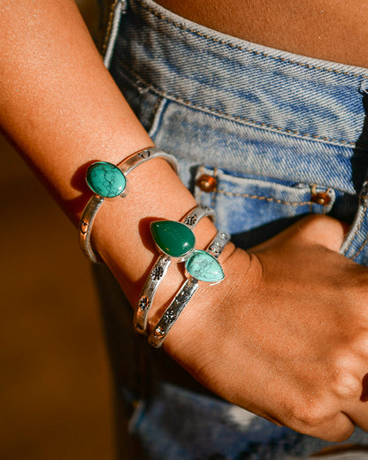 Turquoise stamp trio bangle