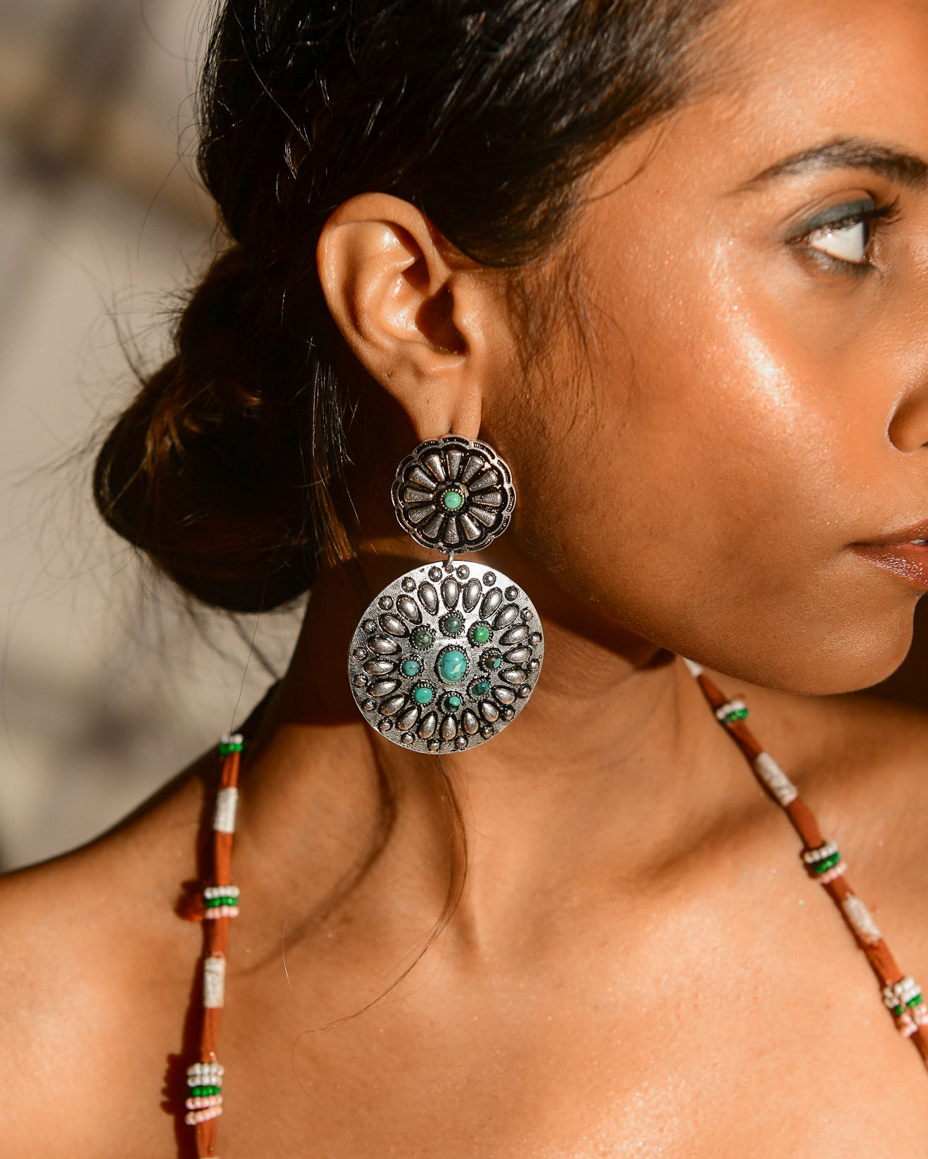 Turquoise armour earring