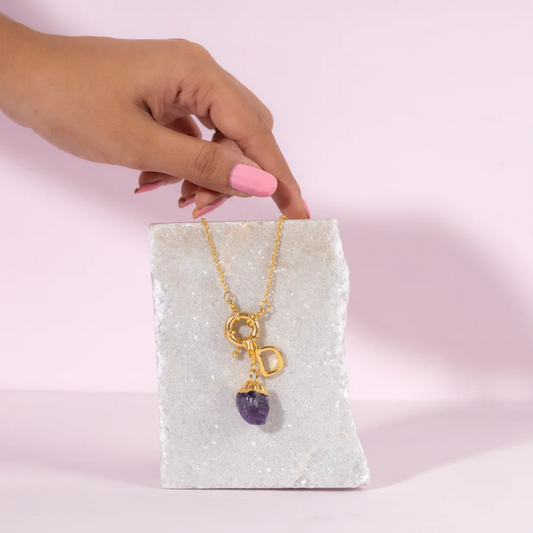 Amethyst Initial Stone Chain