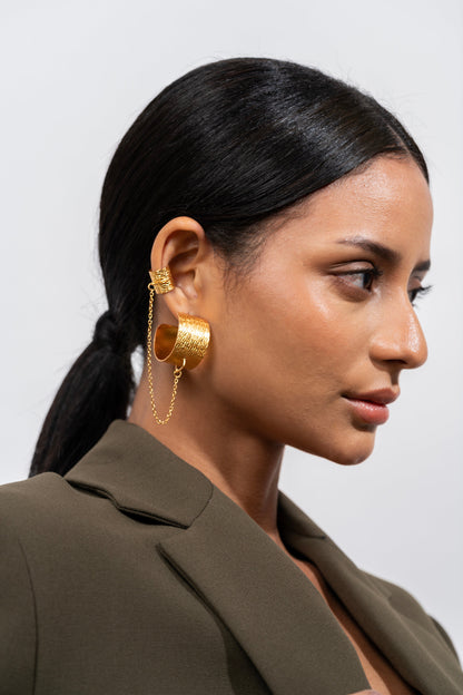 Textured Hoops with earcuff