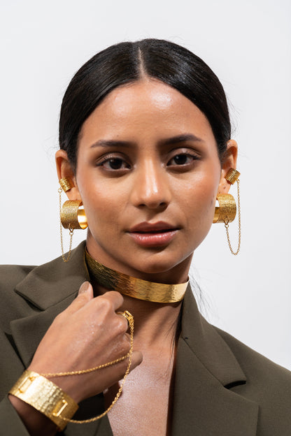 Textured Hoops with earcuff