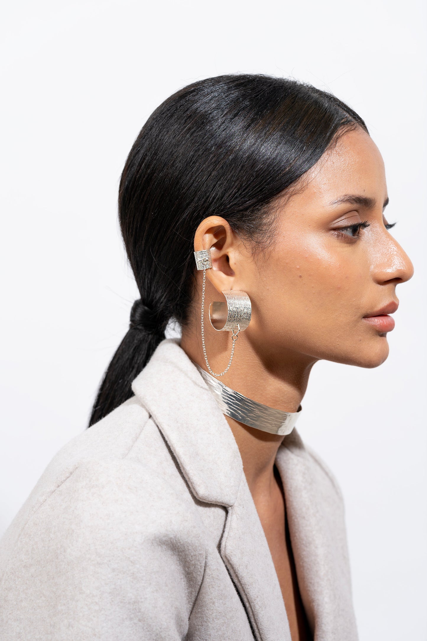 Textured Hoops with earcuff