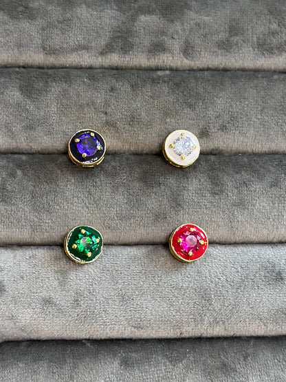 Round Solitaire Enamel Studs